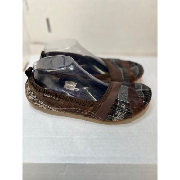 Merrell Delight glove wool Bracken Womens Patchwork Flats Brown & Plaid Slip-On - Picture 4 of 8